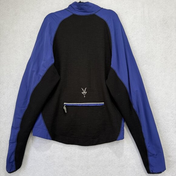 Ibex Cycling Jacket Mens Large Blue Black Full Zip Rear Zip Pocket Made in USA - Picture 9 of 12